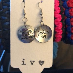 Joshua 1:9 be strong and courageous earrings.